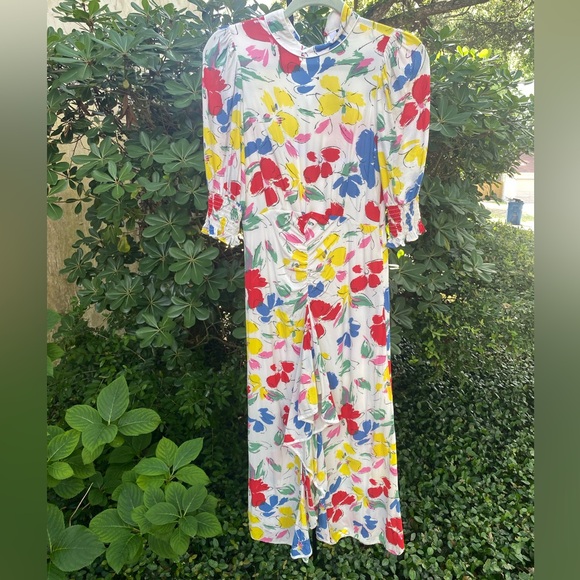 RIXO Target Red and Yellow Puff Sleeve Sundress - Picture 1 of 12